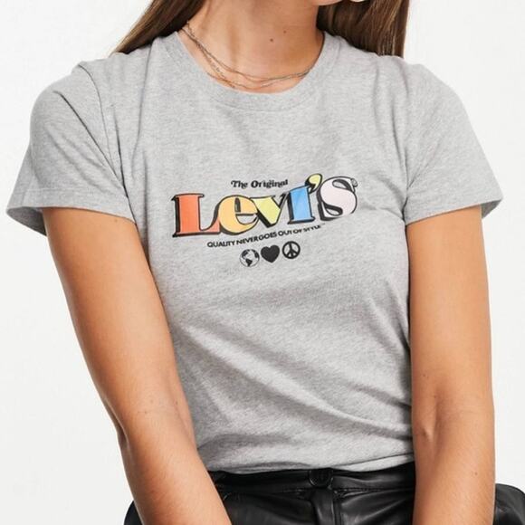 Levi´s Gray Multicolor Retro Graphic Logo Cotton Basic Tee Size XS - Picture 1 of 11